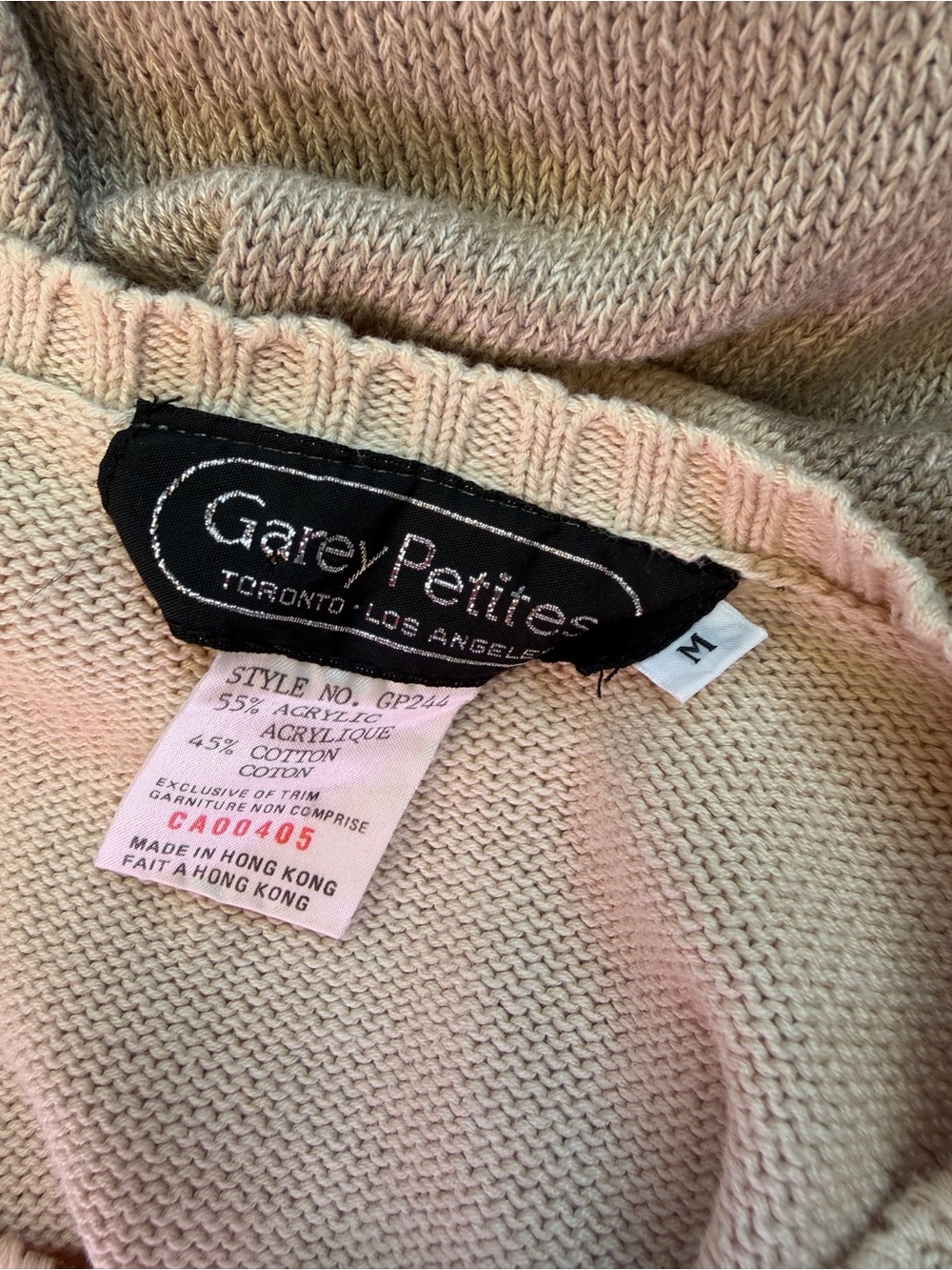 Vintage Garey Petites Womens Sweater M Cream Grandmacore Embroidery Short Sleeve - Picture 2 of 6